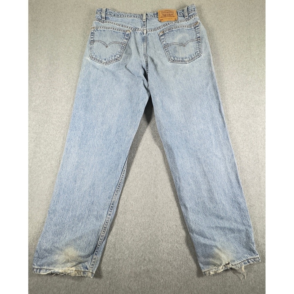 Vintage Levi's 550 Jeans 36x29 Blue‎ Light Wash Distressed Hem USA